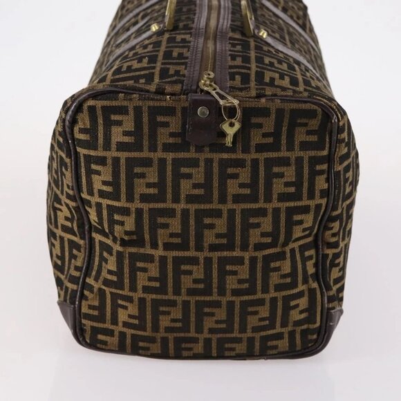 FENDI Zucca Canvas Boston Bag Black Brown Auth 141285 - Picture 6 of 16